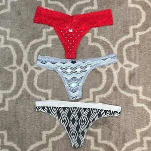 Aerie & La Senza Red, Blue, and Black Lace Thong Panties Set